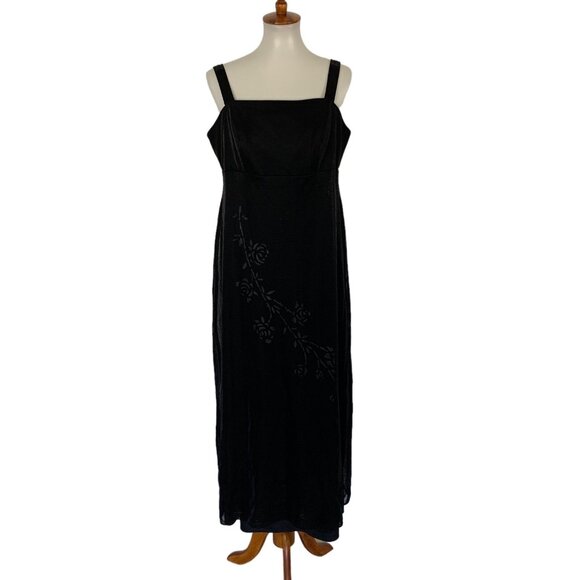 Morgan and Co Black Maxi Dress 15 Vintage Evening Formal Gown Special Occasion - Picture 1 of 5